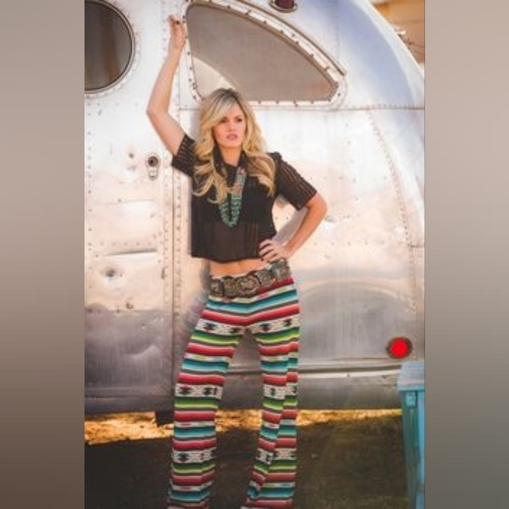 Wrangler Serape Print Flare Pants XL | Western Boho Aztec Wide Leg